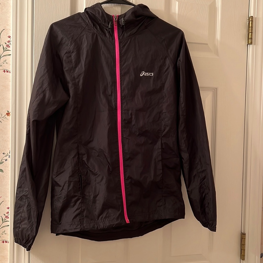 Black Asics Running Outerwear Jacket, Size Small - image 1